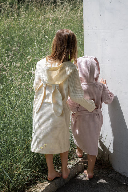 Bathrobe & Hand towel set - Cream