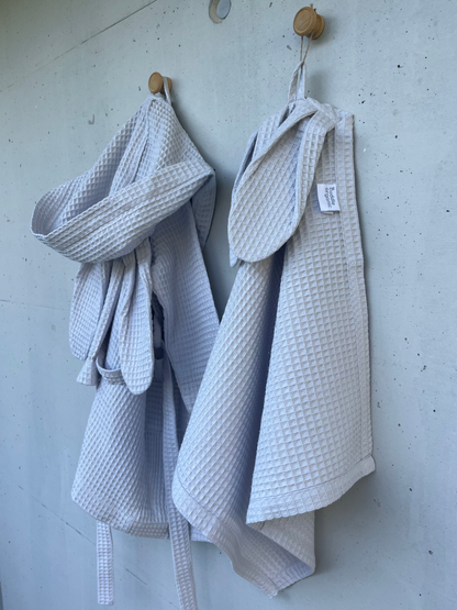 Bathrobe & Hand towel set - Grey