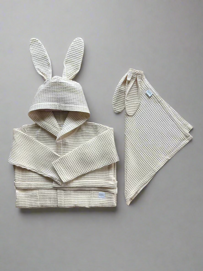 Bathrobe & Hand towel set - Cream