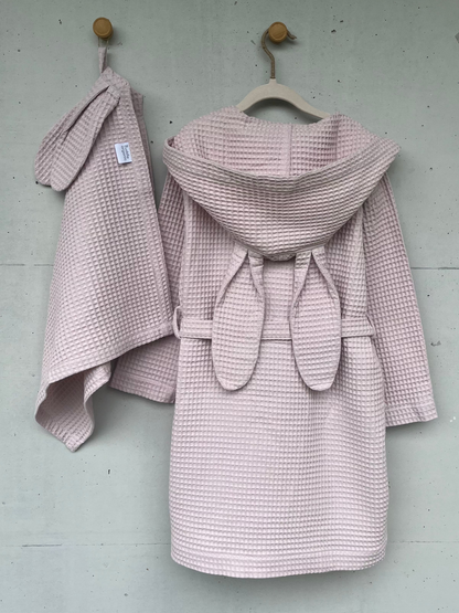 Bathrobe & Hand towel set - Pink